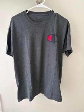 Champion Charcoal grey Short-Sleeve Tee with Red Logo men's medium